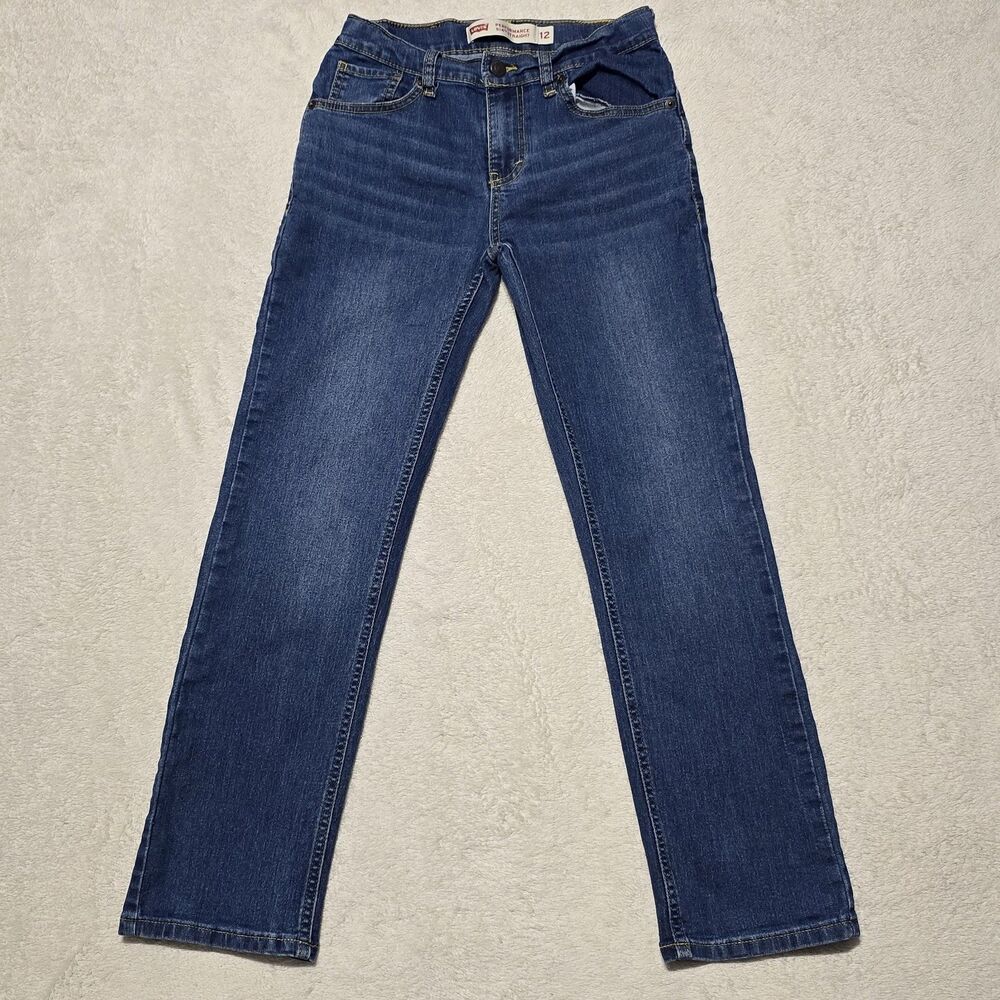Levi's 514 Youth Boys Sz 12 - Performance Straight Blue Jeans Stretch Pants